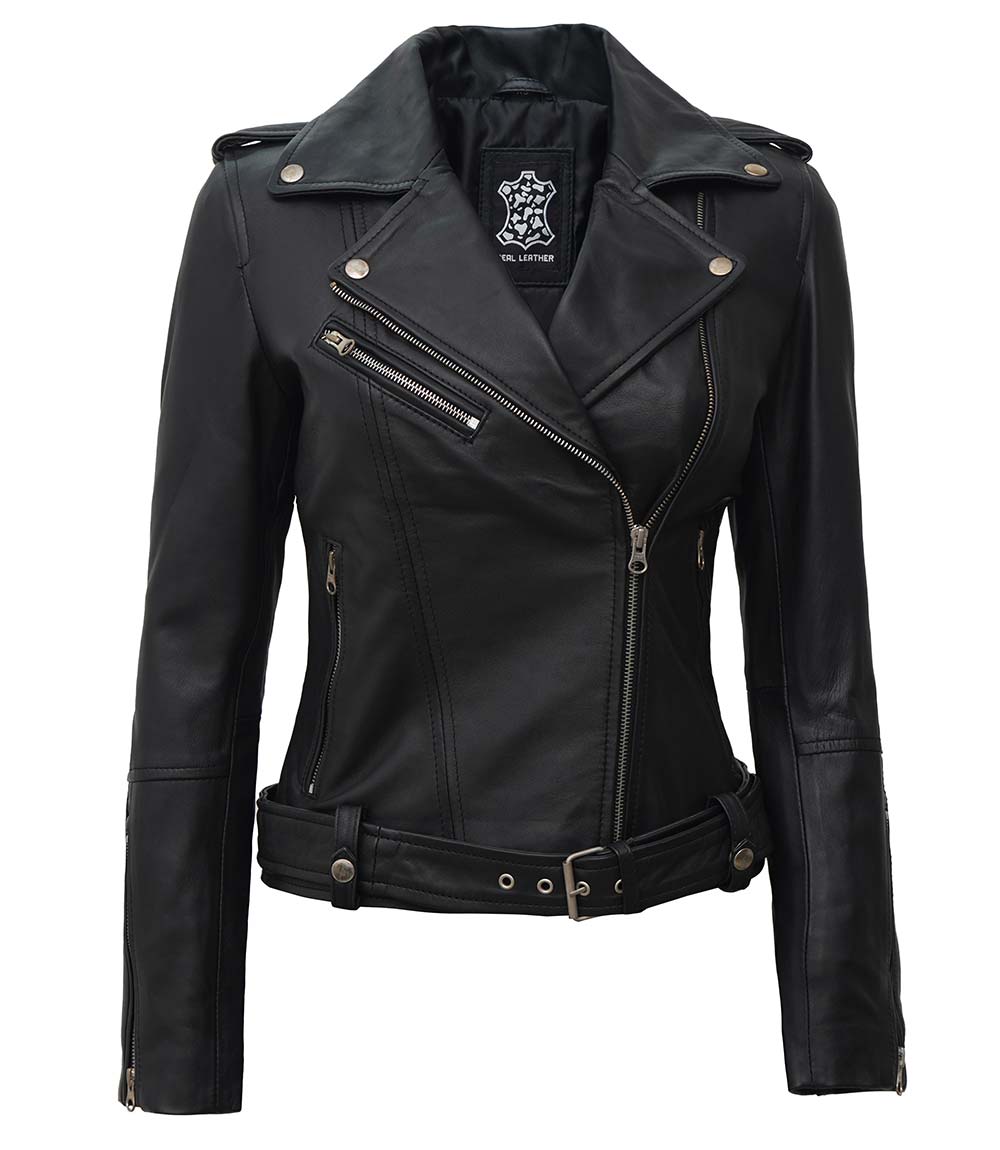 Lory Leather Biker Jacket Women's Black Leather