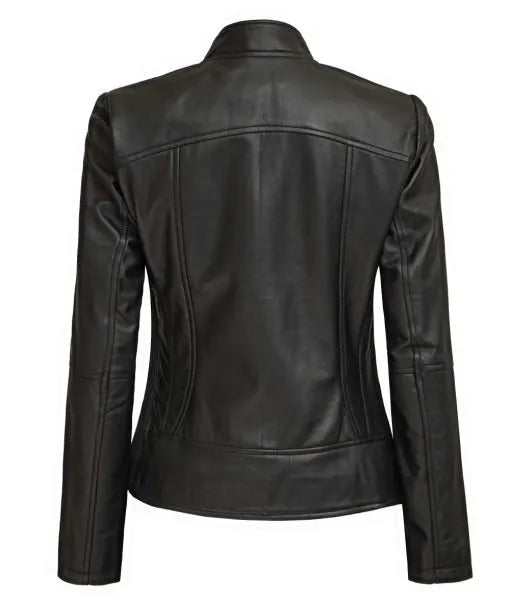 Women’s Premium Slim Fit Black Leather Biker Jacket