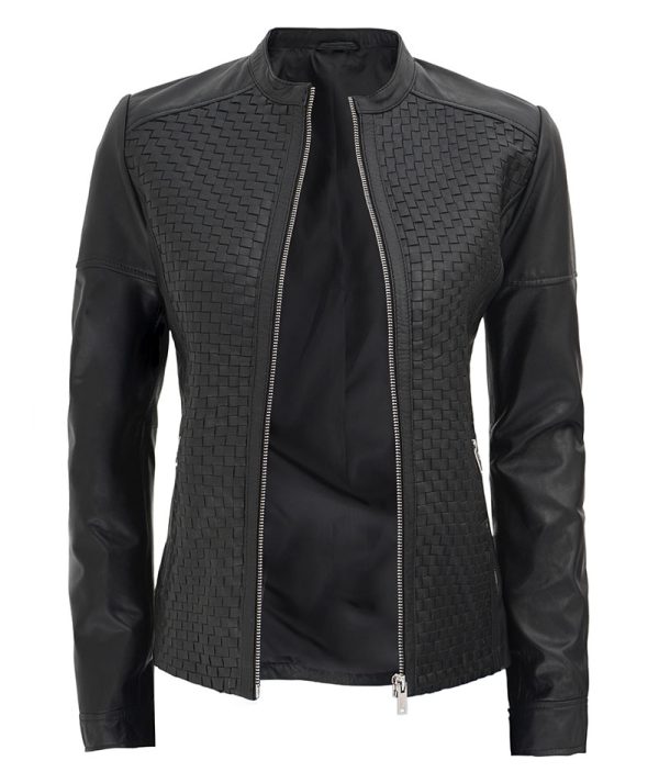 Lory Black Textured Leather Jacket