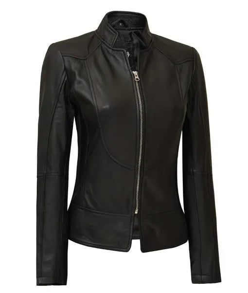 Women’s Premium Slim Fit Black Leather Biker Jacket