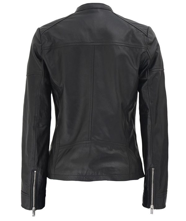 Lory Black Textured Leather Jacket