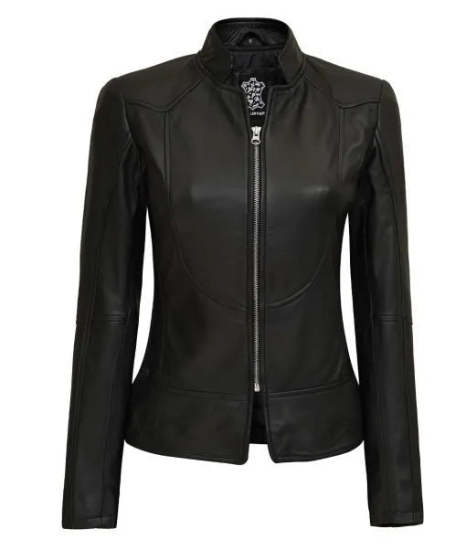 Women’s Premium Slim Fit Black Leather Biker Jacket